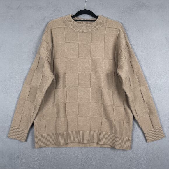 Aelfric Eden Sweater Mens Medium Grid Pattern Pullover Crewneck Knit Casual - Picture 1 of 10